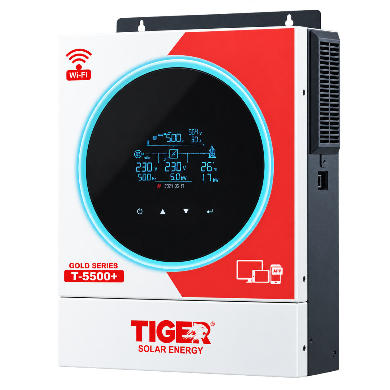 Tiger T-5500+ Gold Series 4kW Hybrid Solar Inverter – 5500W PV, Wi-Fi - Image 2